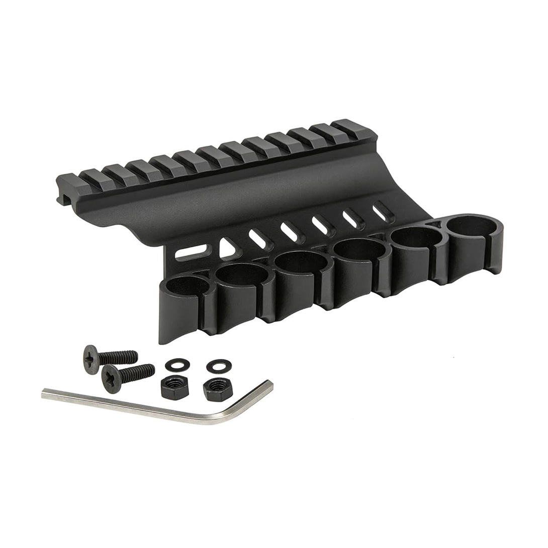 Side Saddle Shotgun Shell Holder V2 | Compatible with Mossberg 500/590/Maverick 88/Shockwave Series Shotguns 12 Ga 6-Shell Holder
