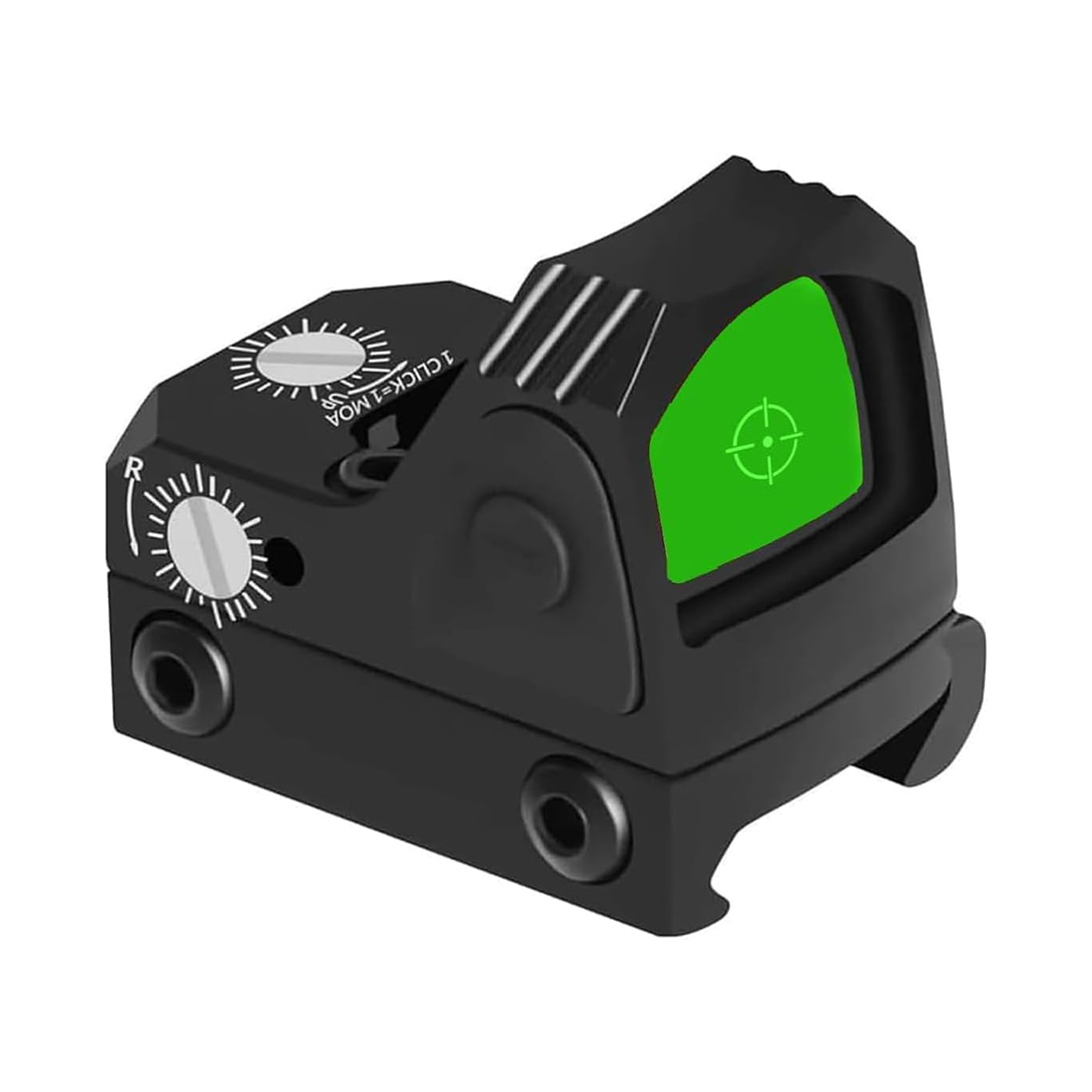 Shake Awake Reflex Sight 3 MOA Dot 32 MOA Circle Red/Green Dot Scope for RMR Cut Footprint, Shockproof and Waterproof Open Reflex Optics with Adapter Plate Picatinny