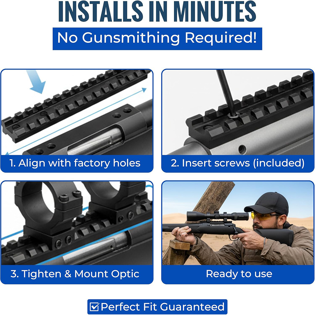 Picatinny Rail Mount for Savage Axis/Edge Rifles Mounting Hardware Included Allows for Picatinny or Weaver 5 PC of Each Size #6-48 Length 6mm/8mm