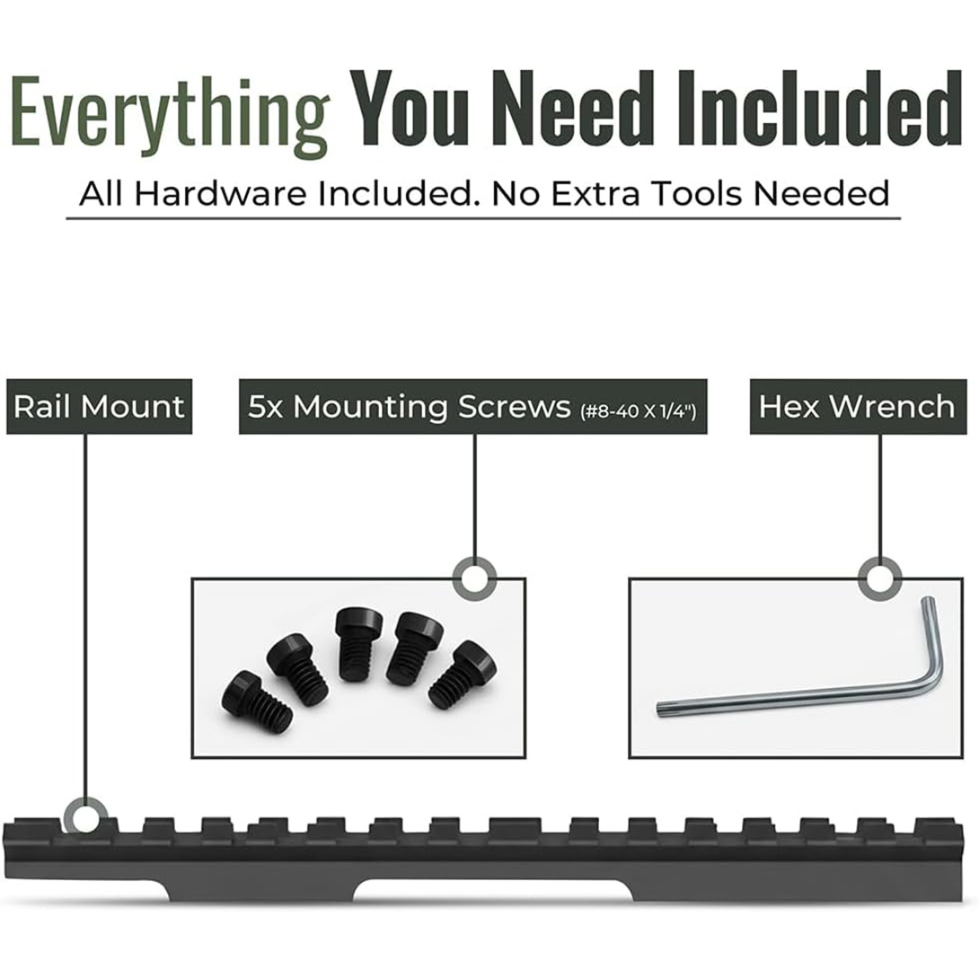 Picatinny Rail Mount for Savage 93/93R17/Mark II Rifles | 16-Slot Optics Rail with Pre-Coated Screws