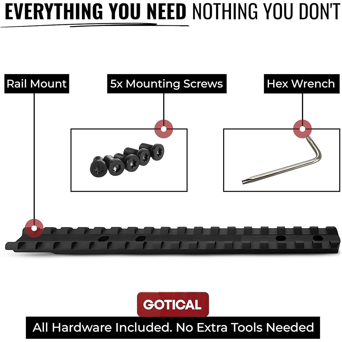 18-Slot 7.45″ Overall Length Tikka T3/T3x Picatinny Scope Rail Base, 6061 T6 Aluminum CNC-machined Hardcoat Anodized Matte Black 0MOA (0-500yds)