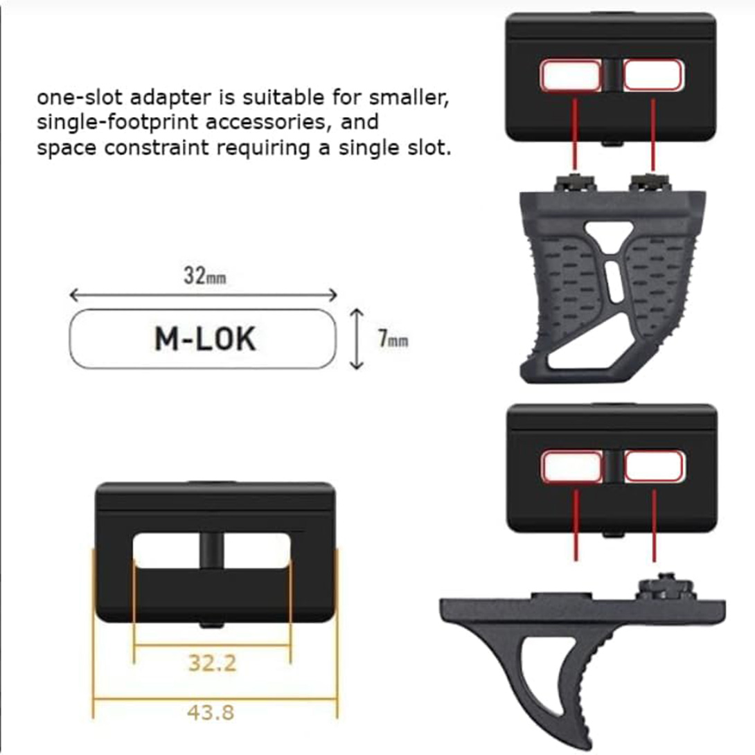 Picatinny to Adapter Convert Mount Compatible with M-LOK Accessories Anodized Aluminum Black
