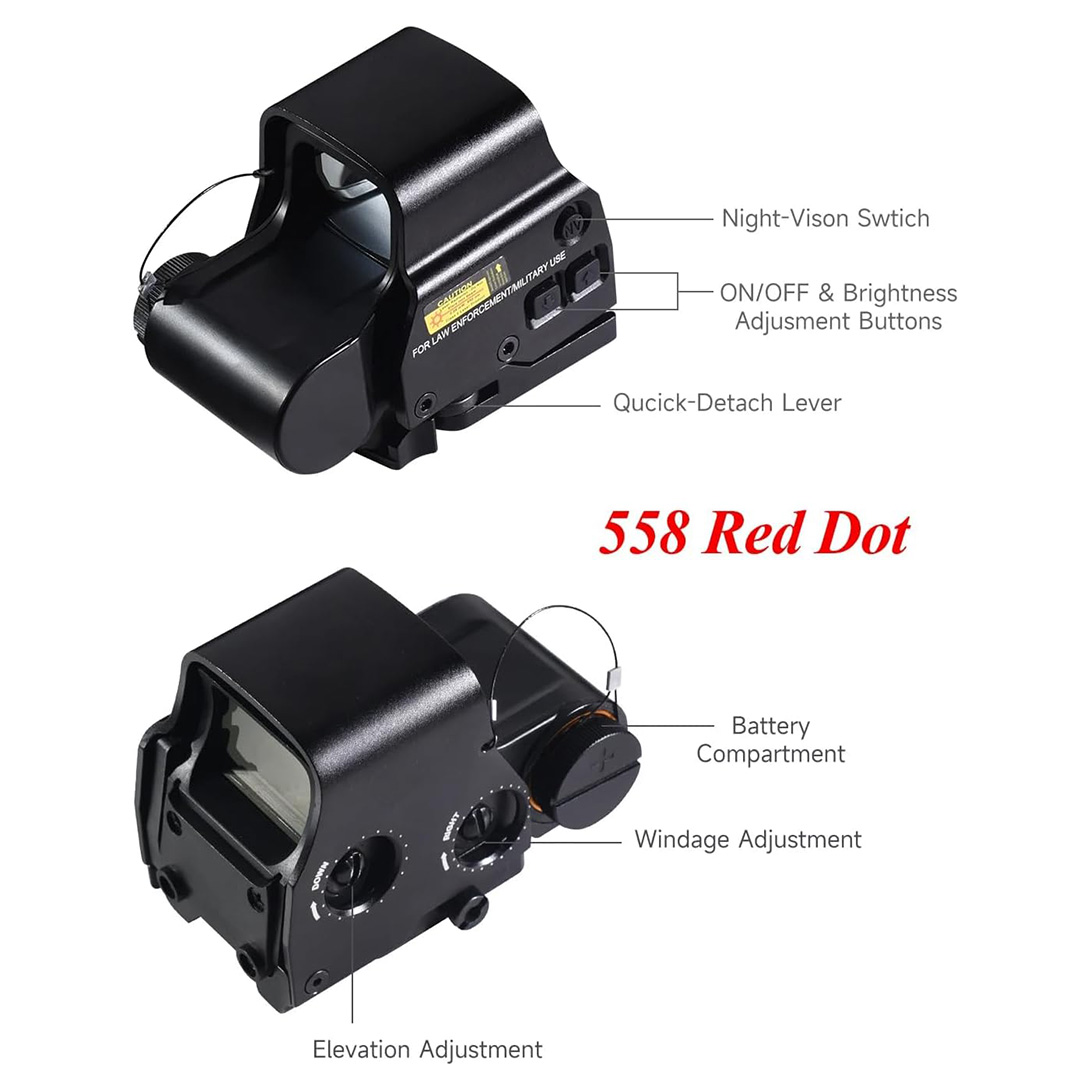 558 Metal Holographic Red/Green Dot Sight Scope +Quick Release