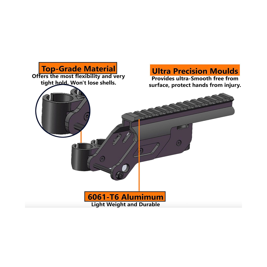 Side Saddle Shotgun Shell Holder V2 | Compatible with Mossberg 500/590/Maverick 88/Shockwave Series Shotguns 12 Ga 6-Shell Holder