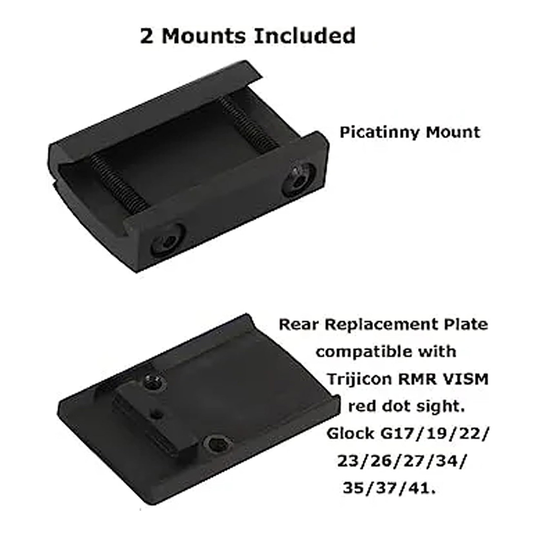 RMT S2 5 MOA Foldable Black Dot Reflex Sight Set for 20mm Picatinny Rail – Glock Mount Base, Power Saving Function Included, Included Exercise Calling Function (Black)