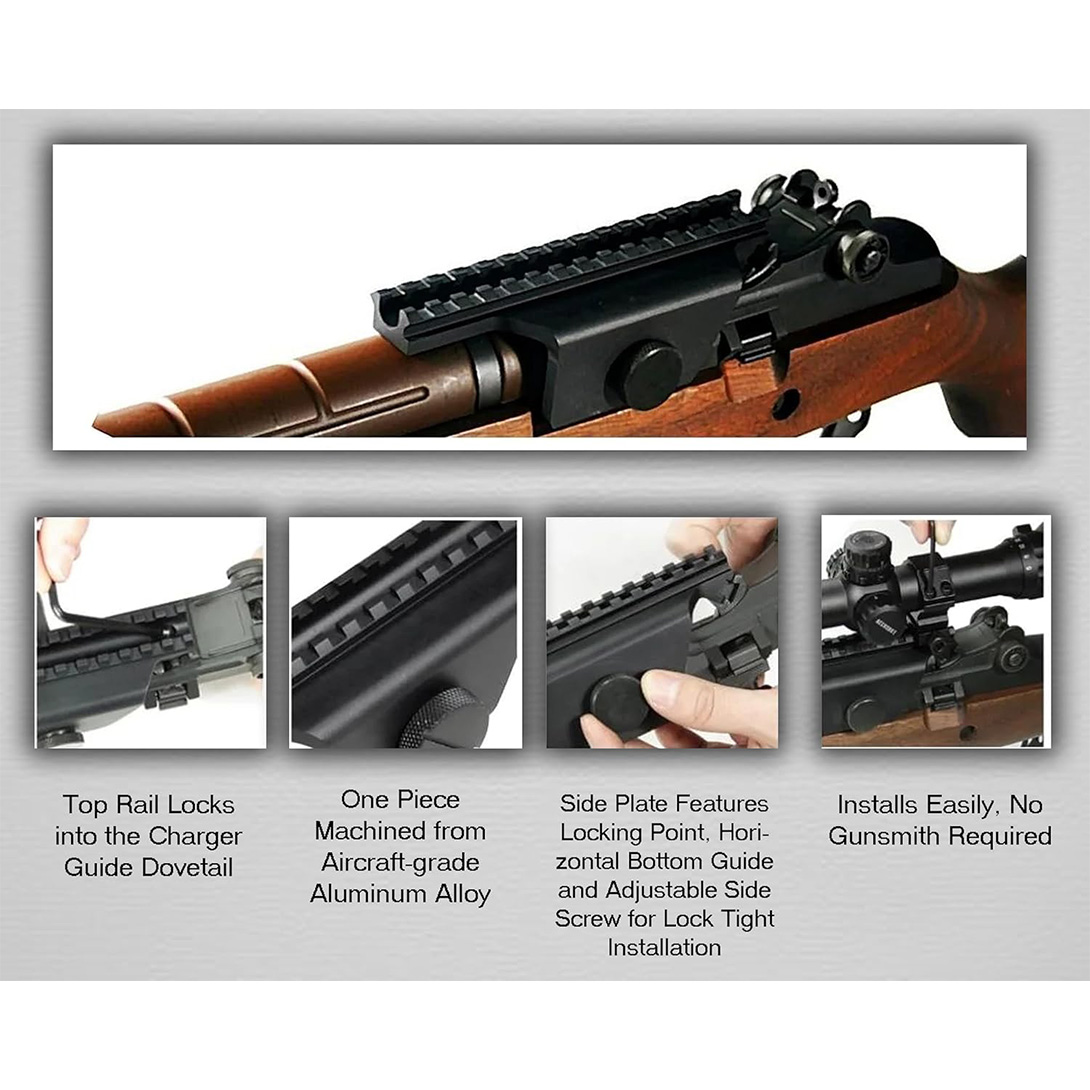 4-Point Locking Deluxe M14/M1A Scope Mount, Over 6-inch Fully Picatinny-Compatible top Rail with 15 Slots
