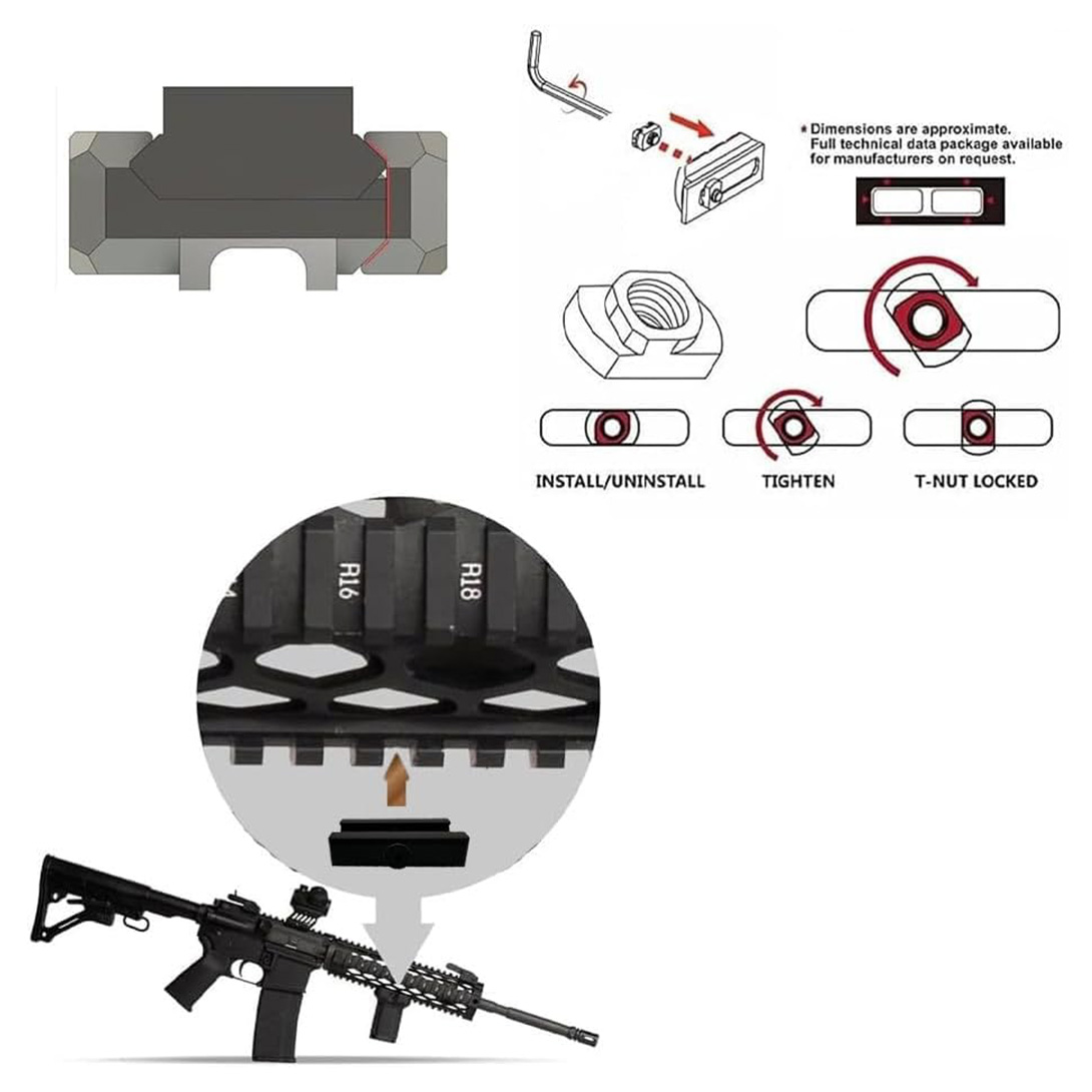 Picatinny to Adapter Convert Mount Compatible with M-LOK Accessories Anodized Aluminum Black