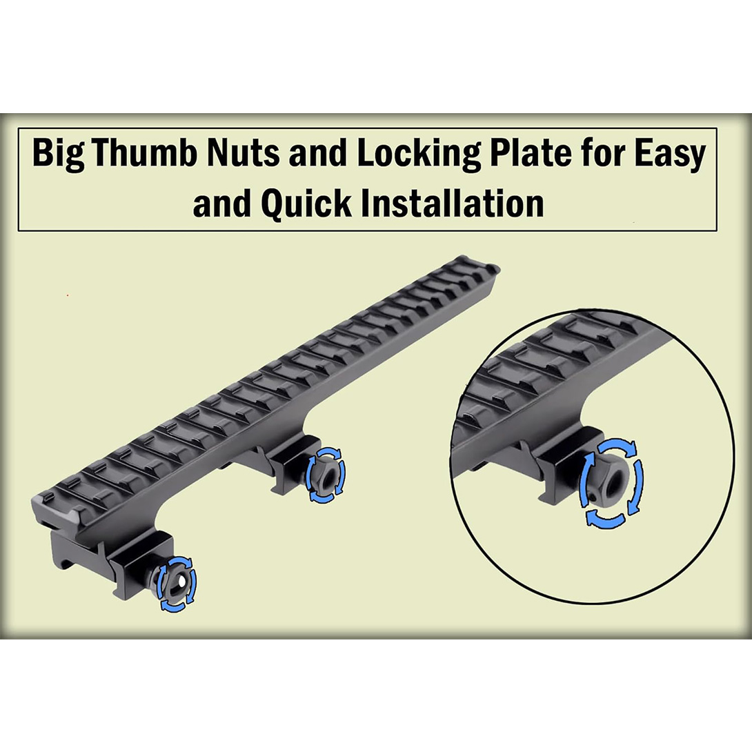 22 Slots 8.75″ / 225mm Length Extended Long Picatinny Rail Cantilever Mount 1″ Riser for Optics Flashlight Laser Aluminum Matt Black