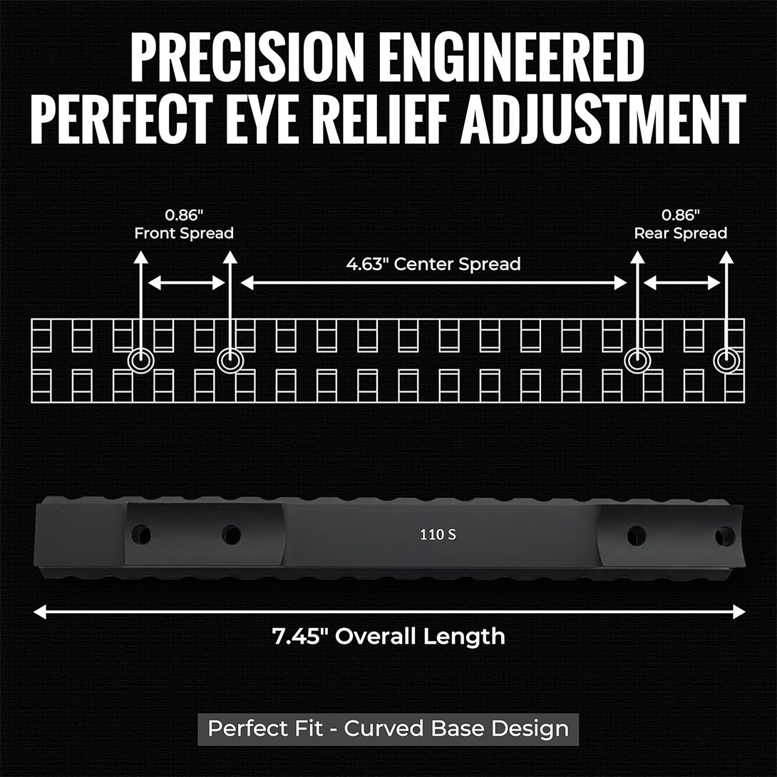 Picatinny Rail Mount for Savage110 Long Action Round Back Receiver with 0 MOA -CNC Machined 6061 Aluminum Alloy Finish Matte Black