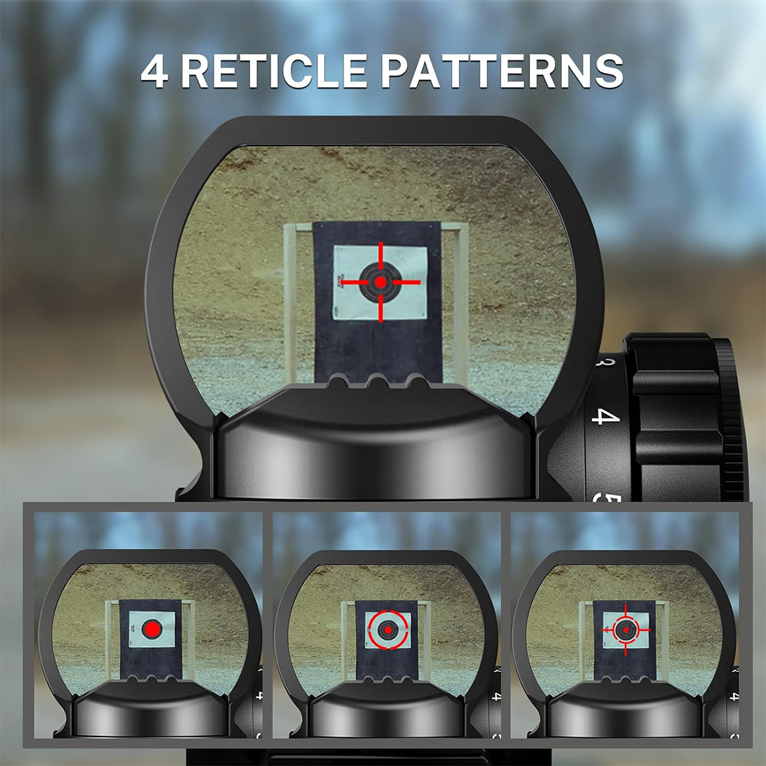 Reflex Sight with 4 Reticles Red Dot Sight, Reflex Holographic Optic Scope with 20mm Rail Mount ,Absolute Co-Witness