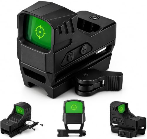 Multi-Reticle Open Reflex Sight – 2 MOA Dot & 65 MOA Circle, QD Auto-Lock Mount, High See-Through Picatinny Base, Side-Load Battery Tray, Shake Awake Technology