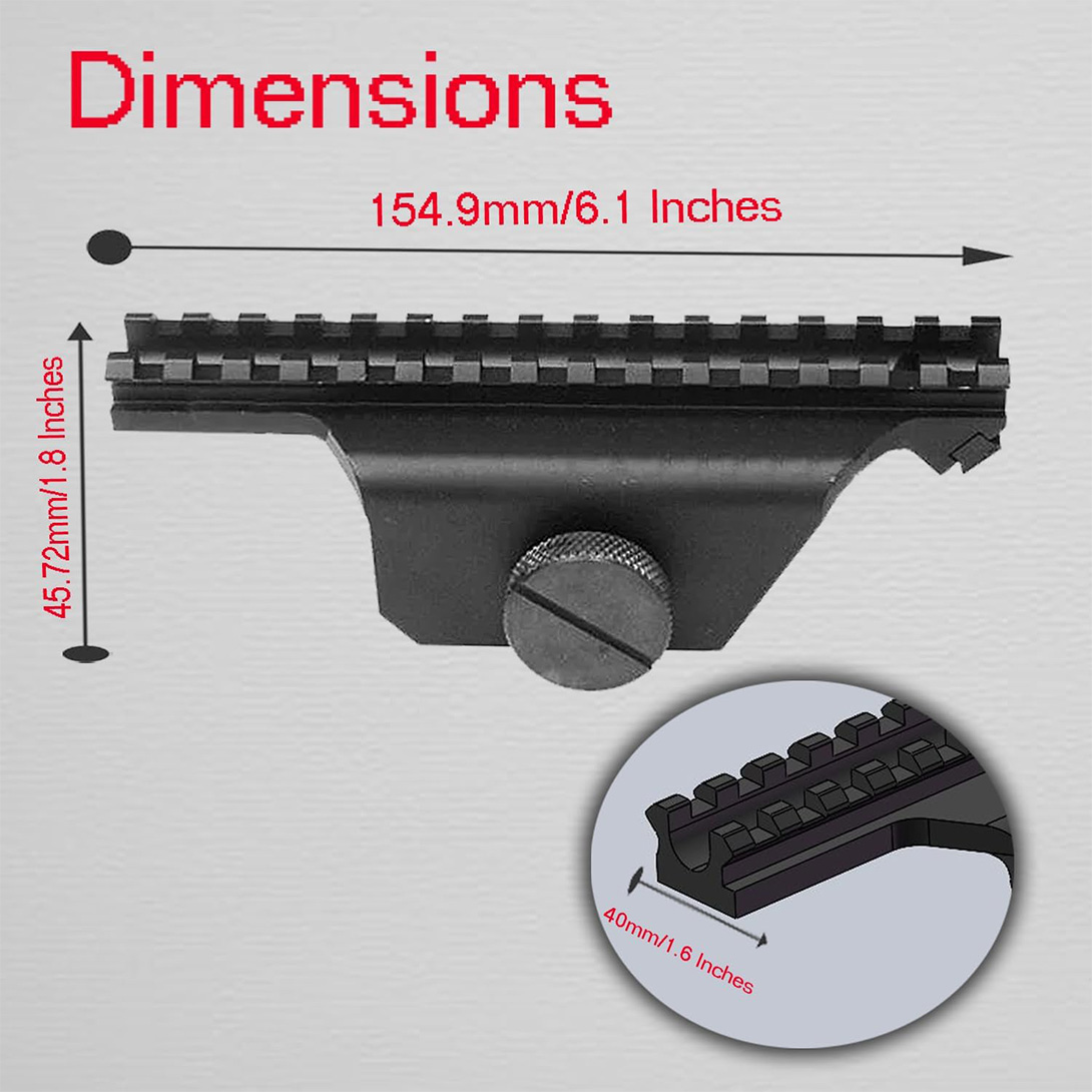 4-Point Locking Deluxe M14/M1A Scope Mount, Over 6-inch Fully Picatinny-Compatible top Rail with 15 Slots