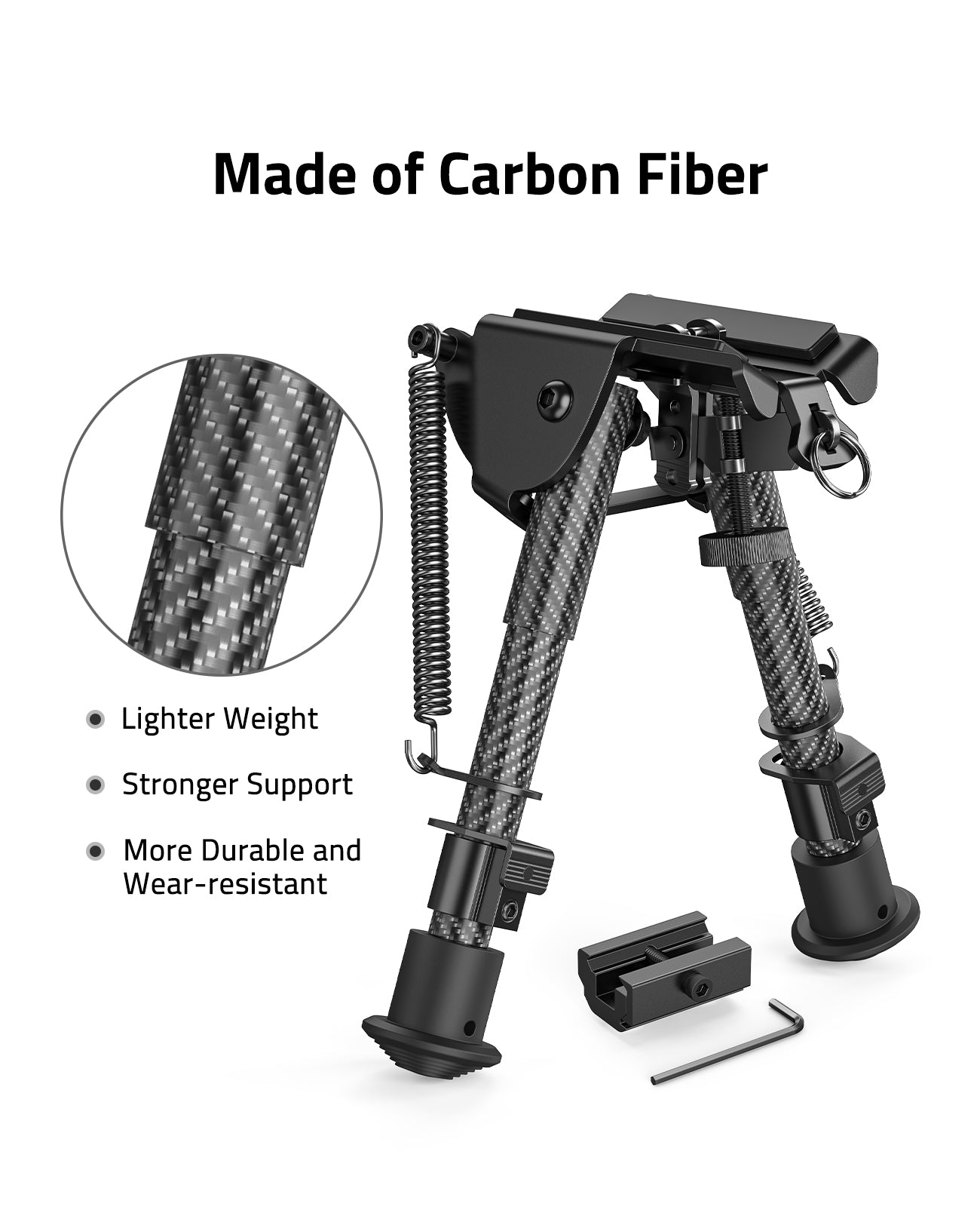 6-9 Inches Carbon Fiber Bipod with Picatinny Adapter