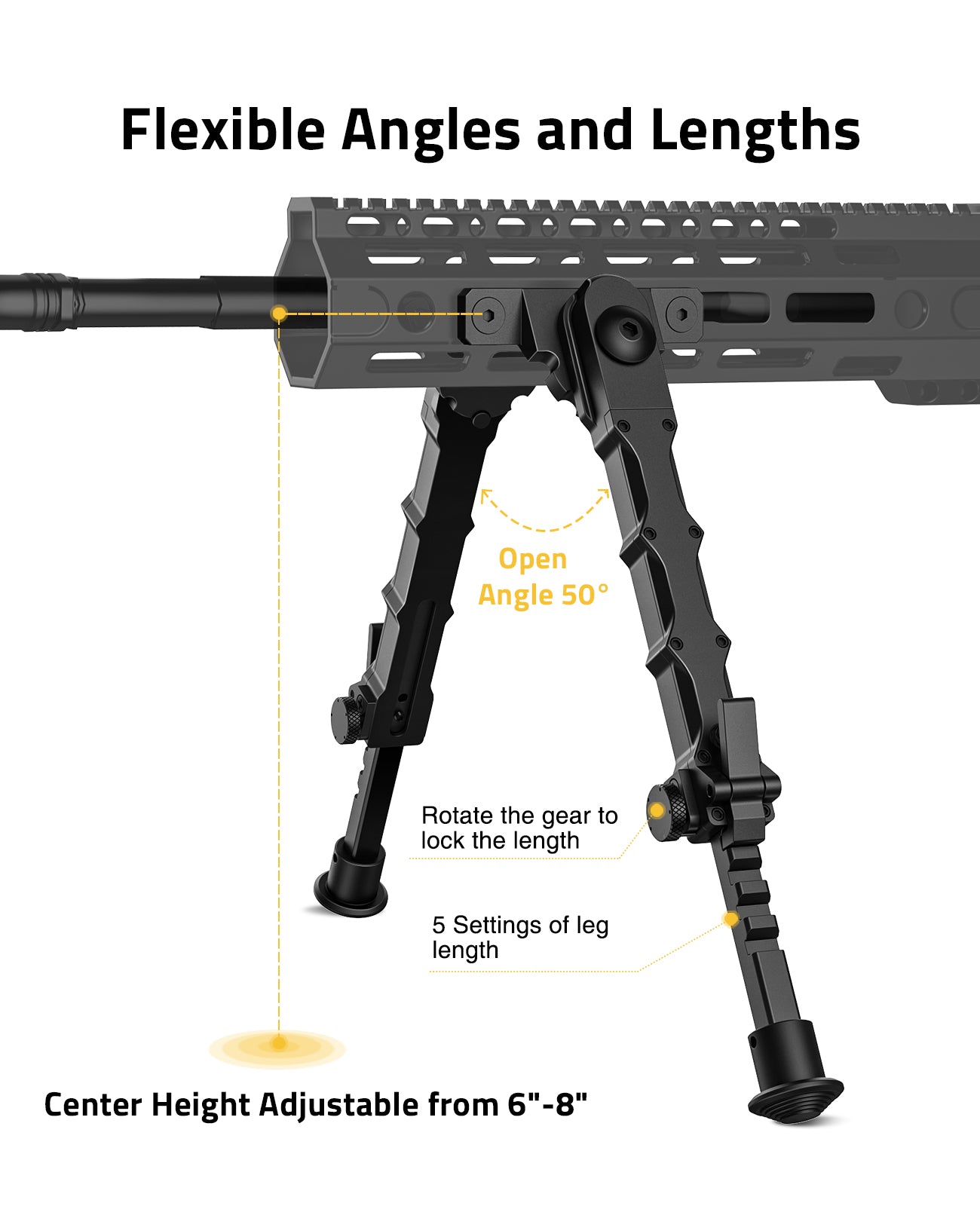 Rifle Bipod 7.5-9 Inches Adjustable Compatible with M-LOK