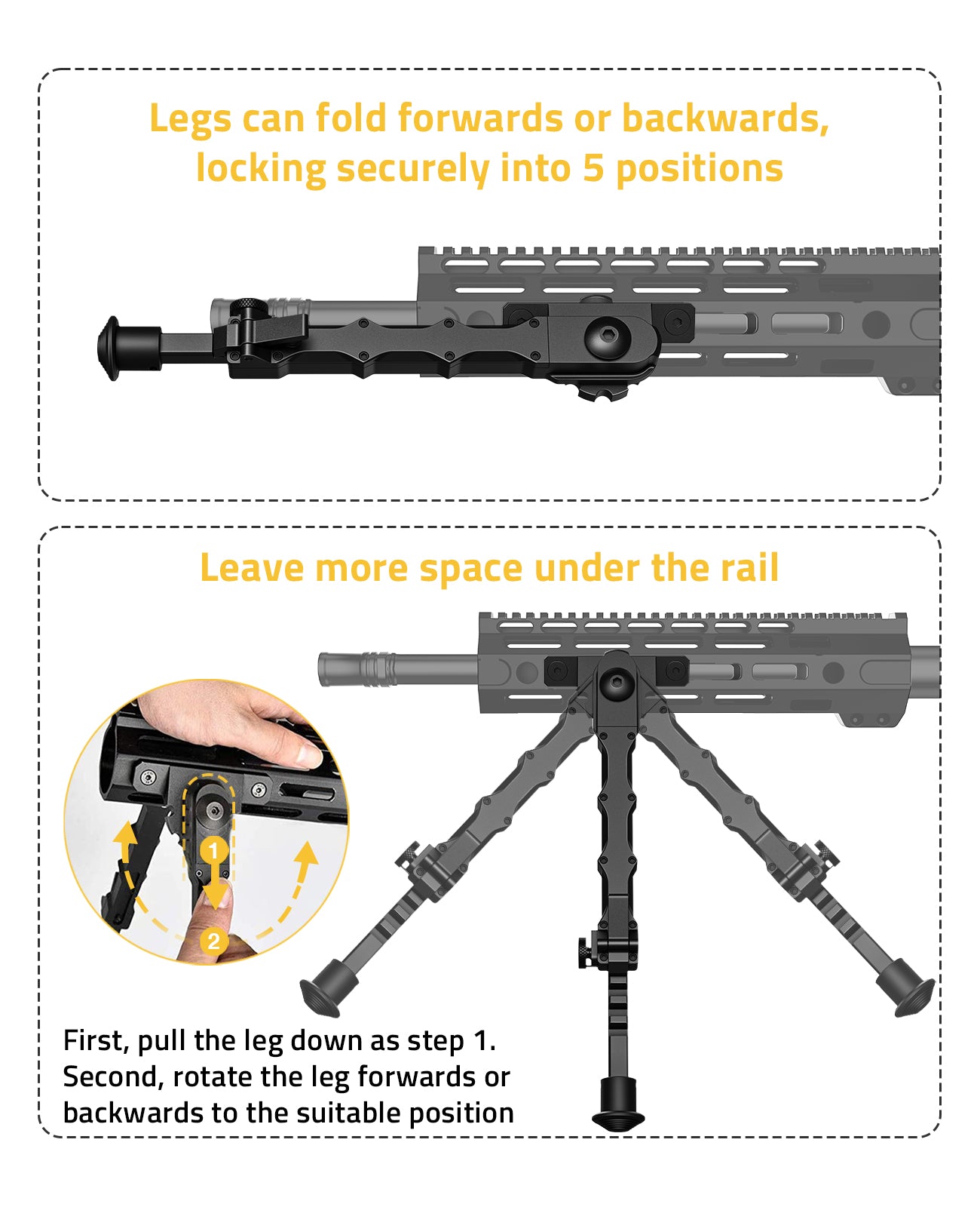 Rifle Bipod 7.5-9 Inches Adjustable Compatible with M-LOK