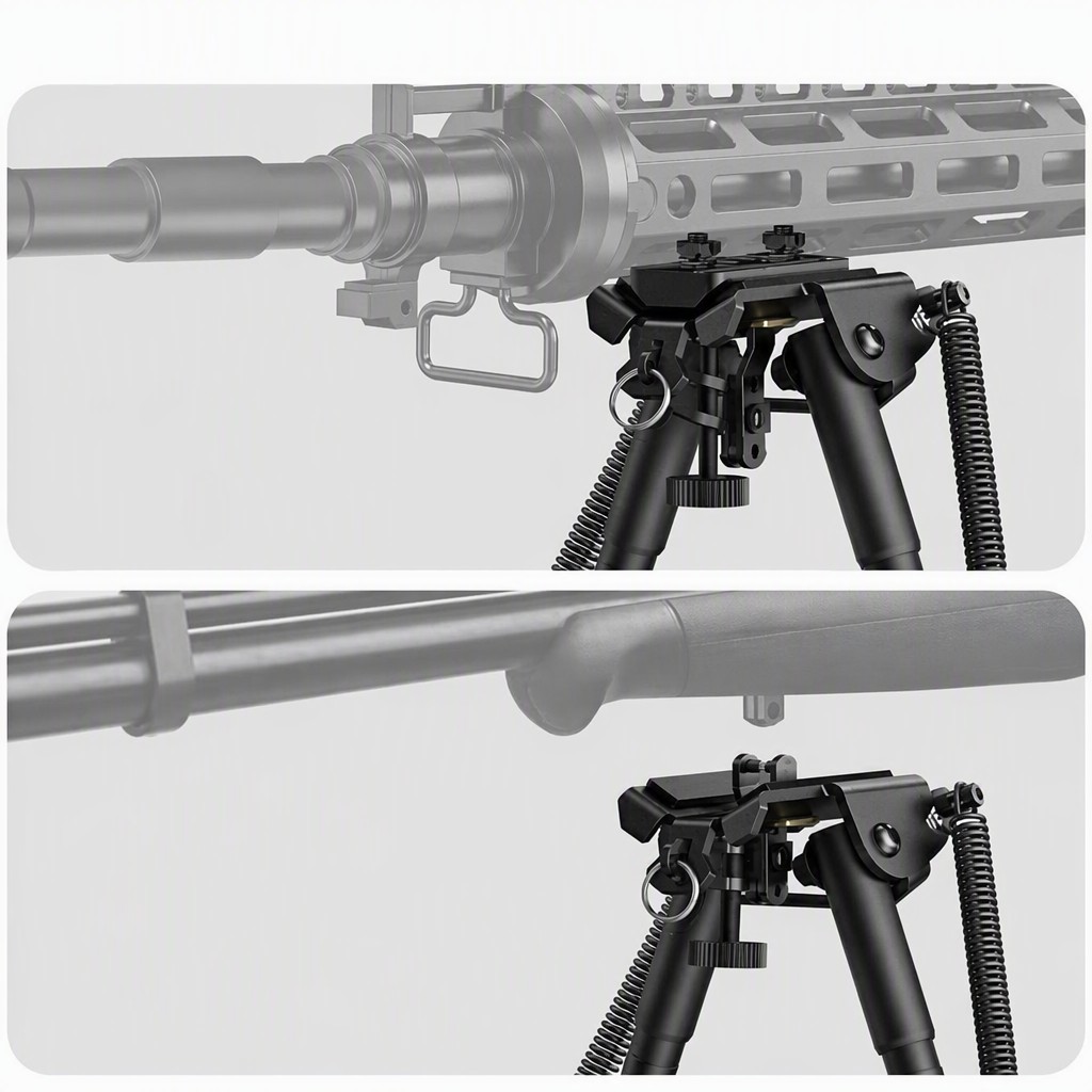 Bipods for Rifles 6-9 Inch with M-LOK Adapter | Spring Tension Bipod with Detachable Mount Adapter | Black Anodized Aluminum
