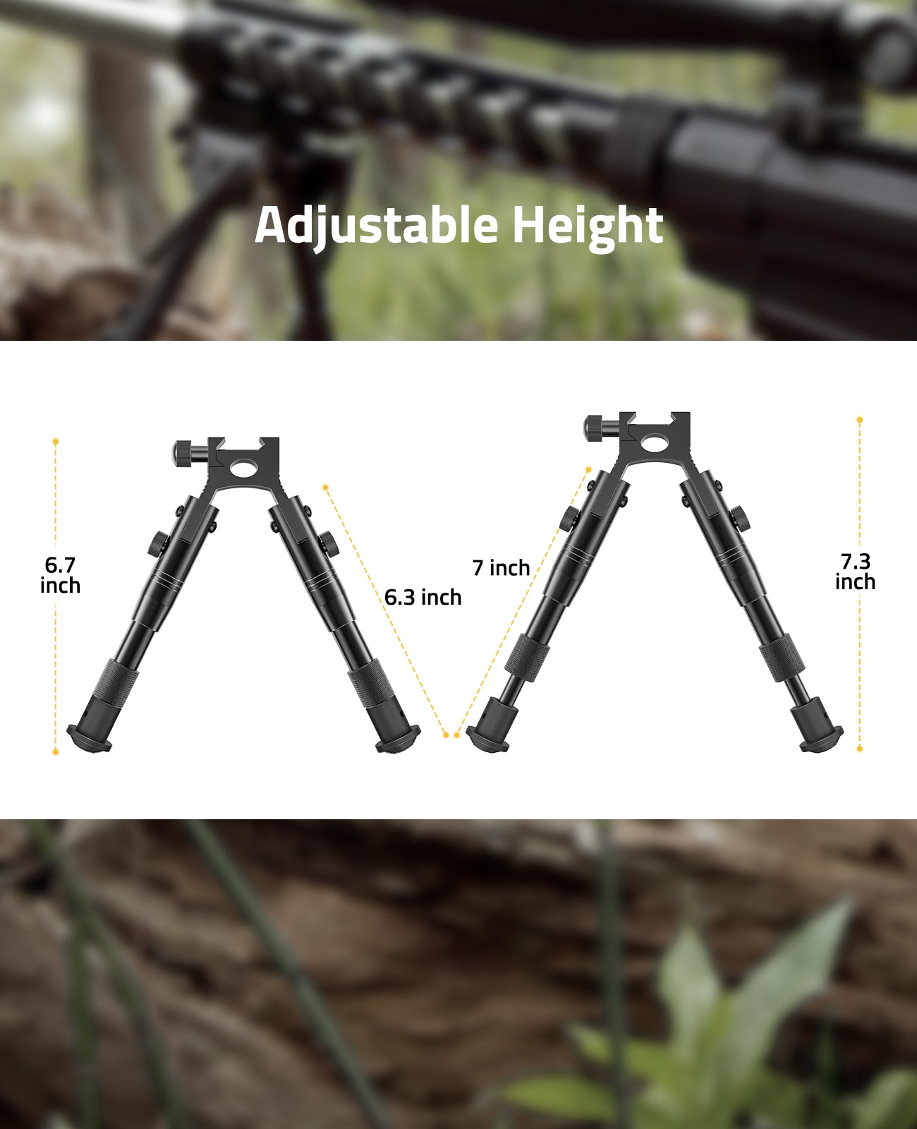 3-in-1 Picatinny Bipod with Barrel Clamp Adapter and Swivel Converter