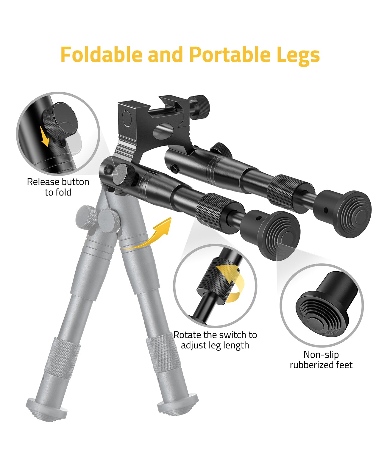 3-in-1 Picatinny Bipod with Barrel Clamp Adapter and Swivel Converter