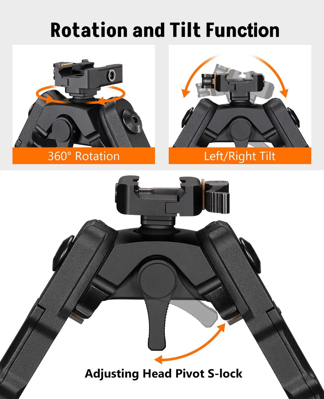 7.5-9 Inches Picatinny Bipod with 360 Degree Rotation
