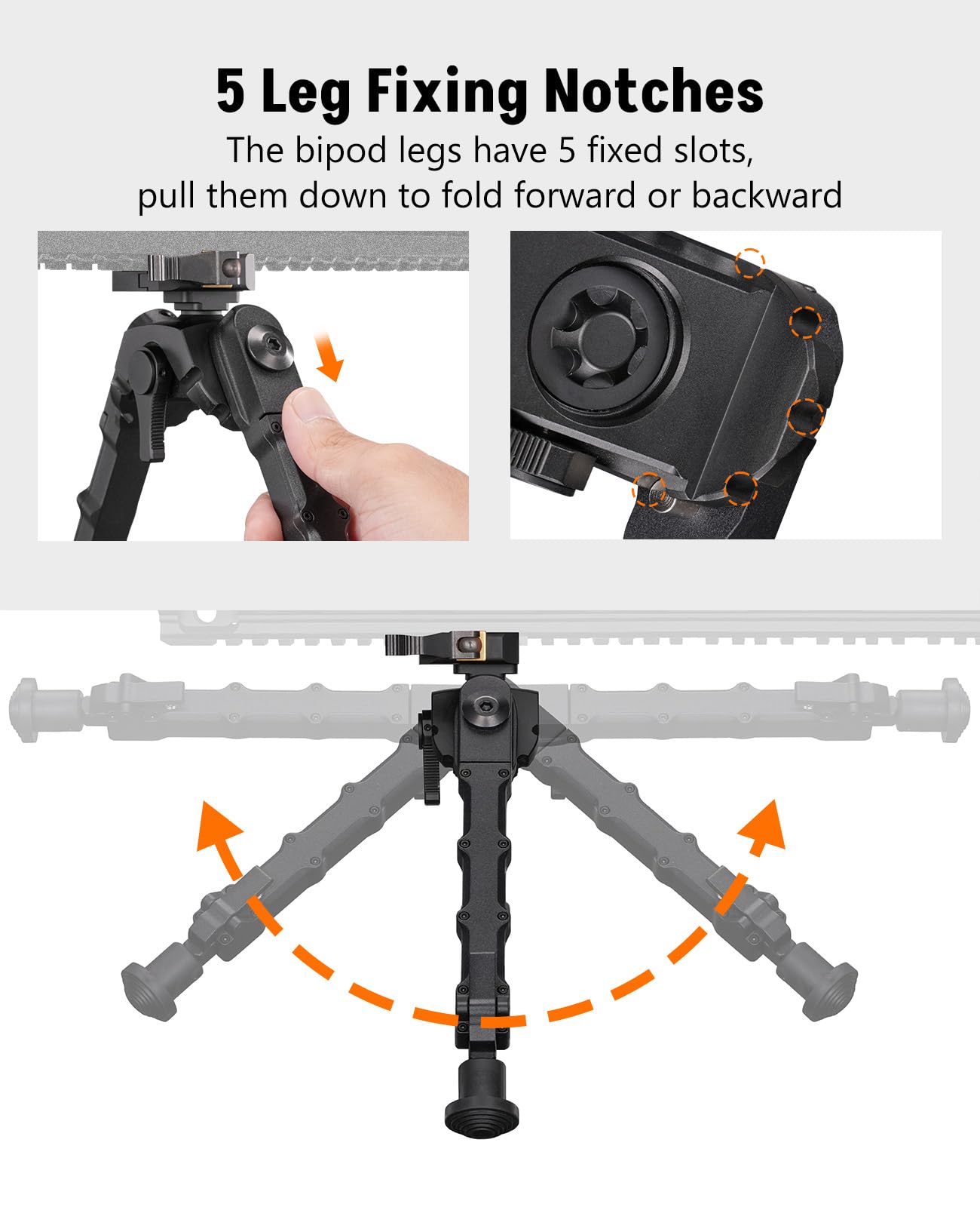 7.5-9 Inches Picatinny Bipod with 360 Degree Rotation