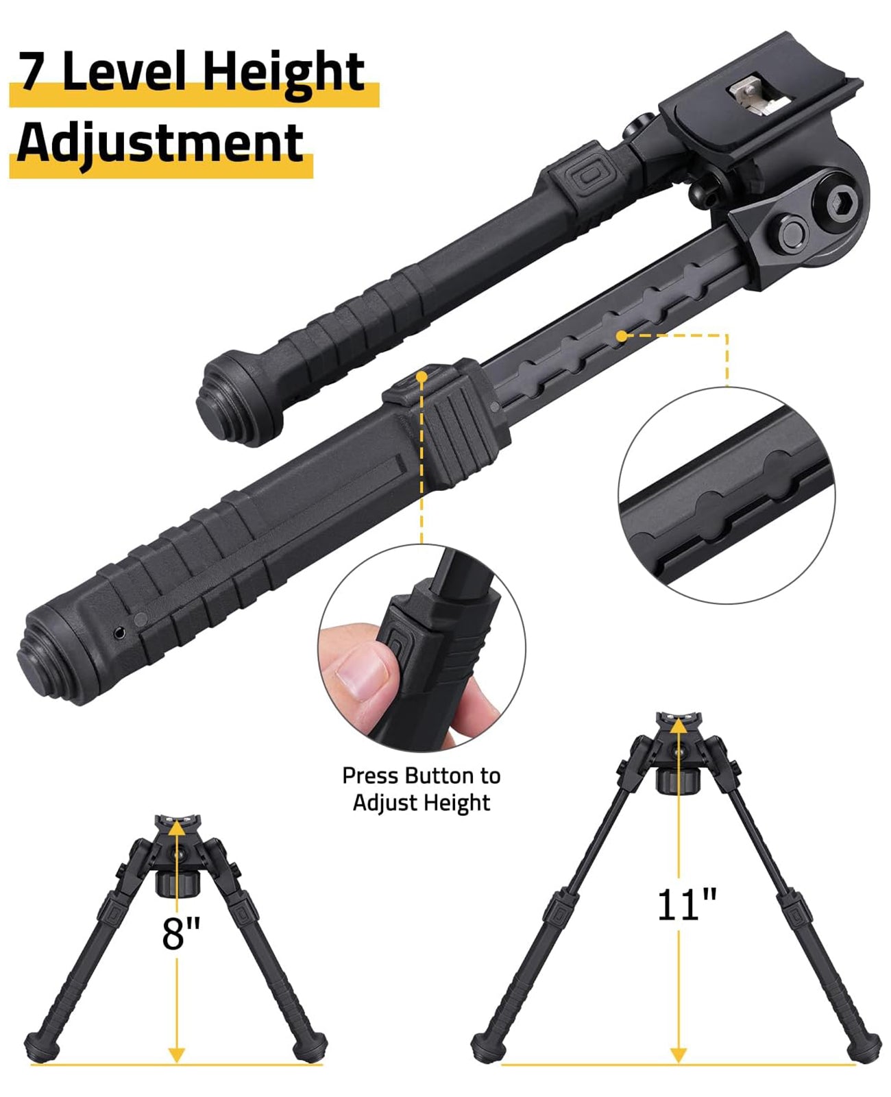 Tactical Rifle Bipod 8-11 Inches for Sling Swivel Stud