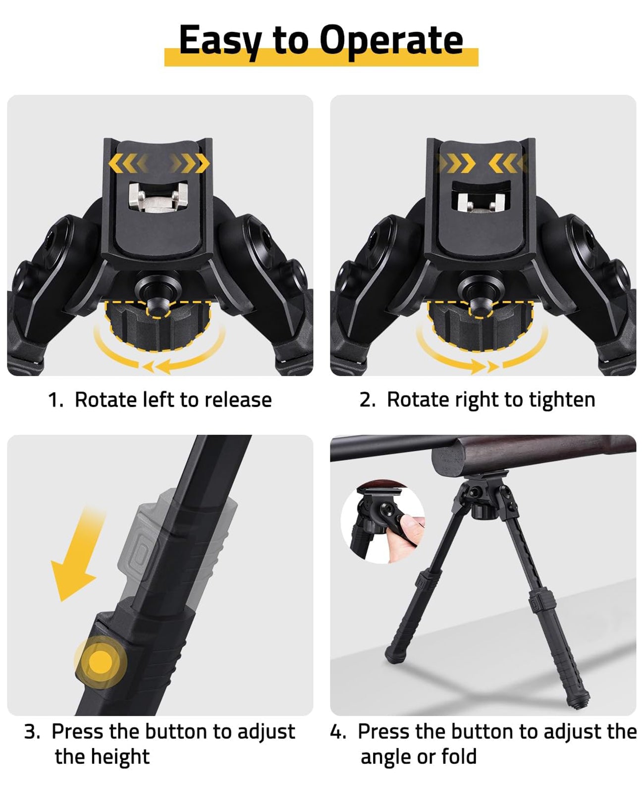 Tactical Rifle Bipod 8-11 Inches for Sling Swivel Stud