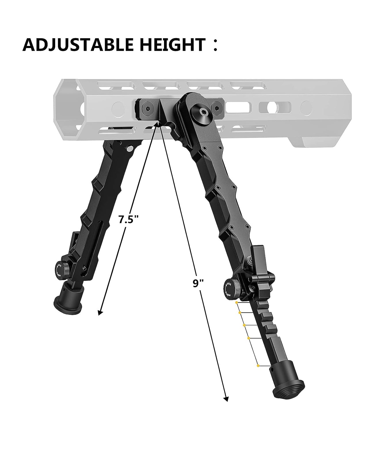7.5-9 Inches Rifle Bipod for M-Rail with 2-Point Sling