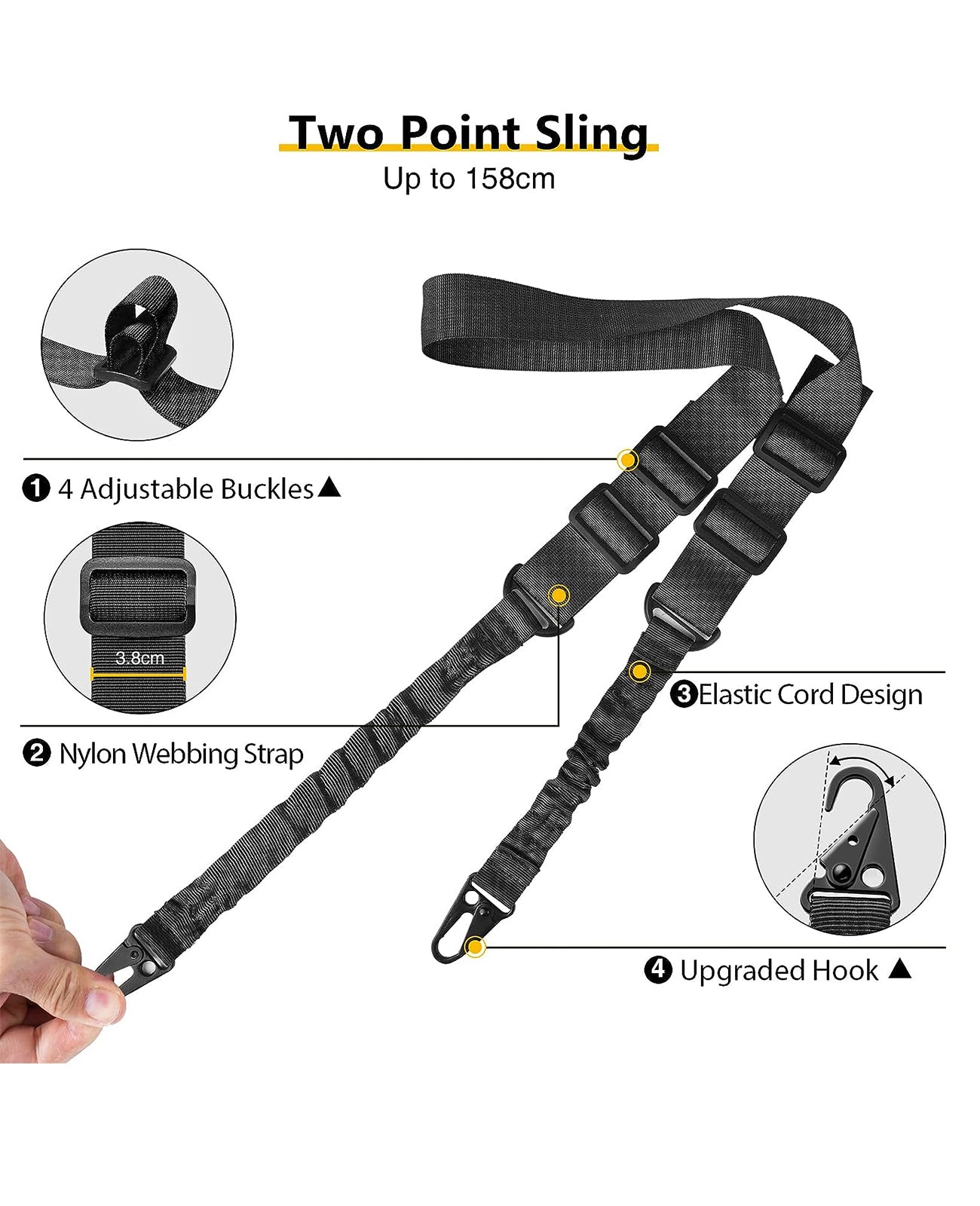 7.5-9 Inches Rifle Bipod for M-Rail with 2-Point Sling