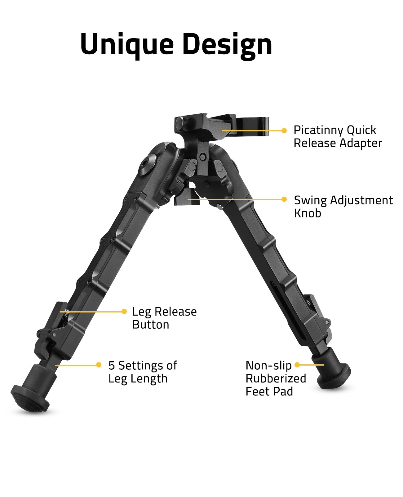 7.5-9 Inches Picatinny Tiltable Quick Release Bipod