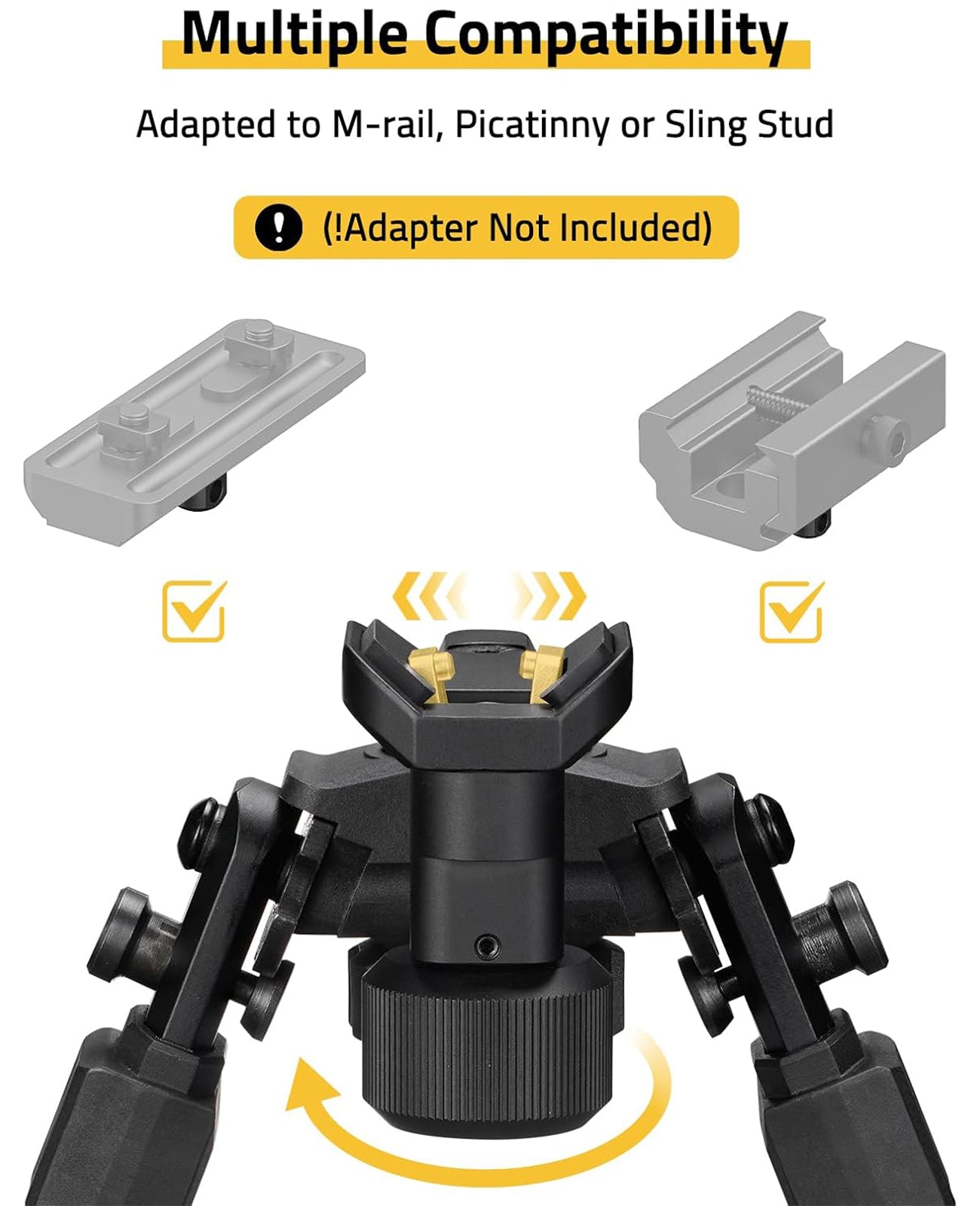 Tiltable Sling Stud Rifle Bipod for Shooting and Hunting