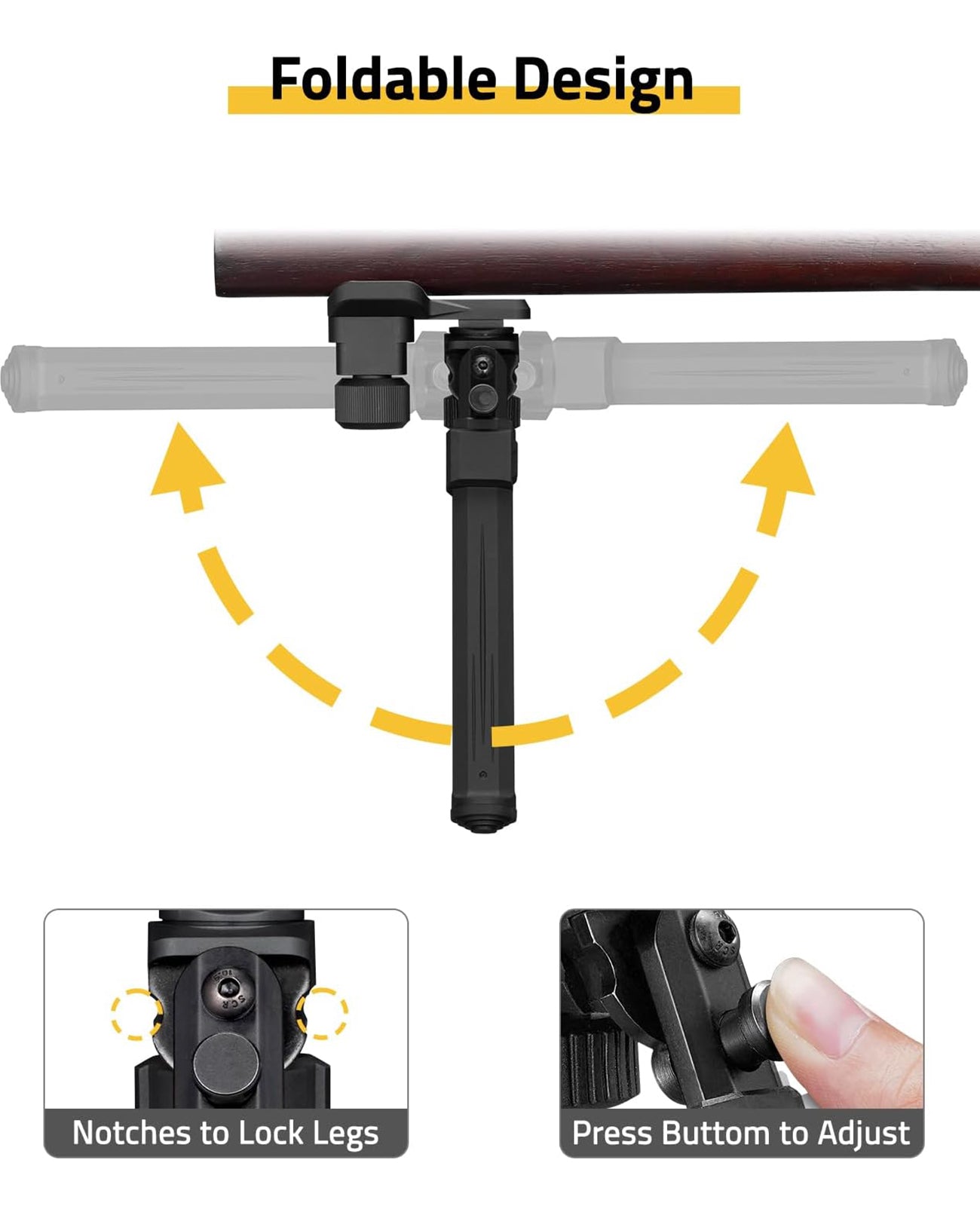 Tiltable Sling Stud Rifle Bipod for Shooting and Hunting