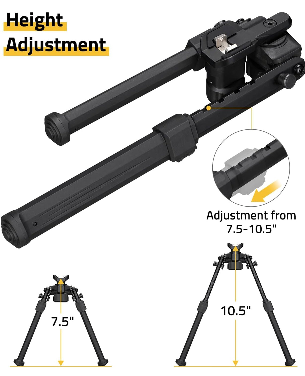 Tiltable Sling Stud Rifle Bipod for Shooting and Hunting