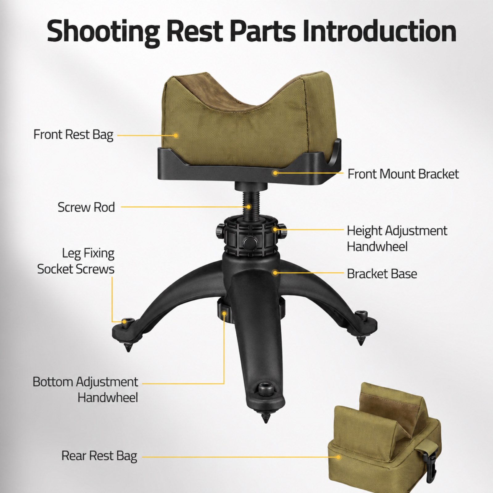 7-11 Inches Shooting Rest Tripod with Rest Bags