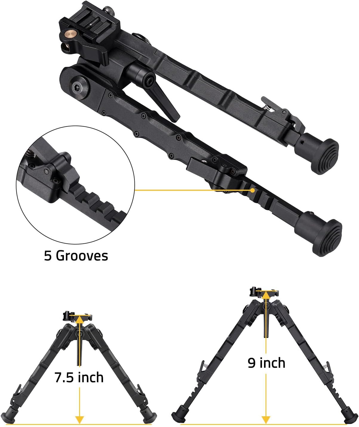 7.5-9 Inch Lightweight Quick Detach Rifle Bipod