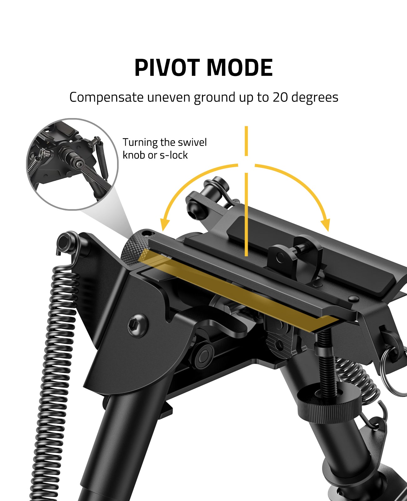 Rifle Bipod Pivot Tilt