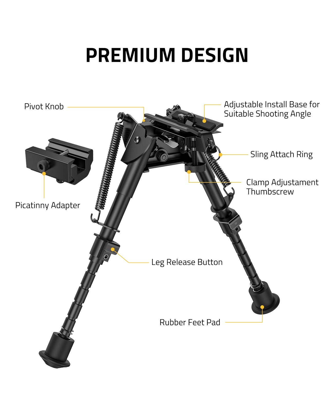 Rifle Bipod Pivot Tilt