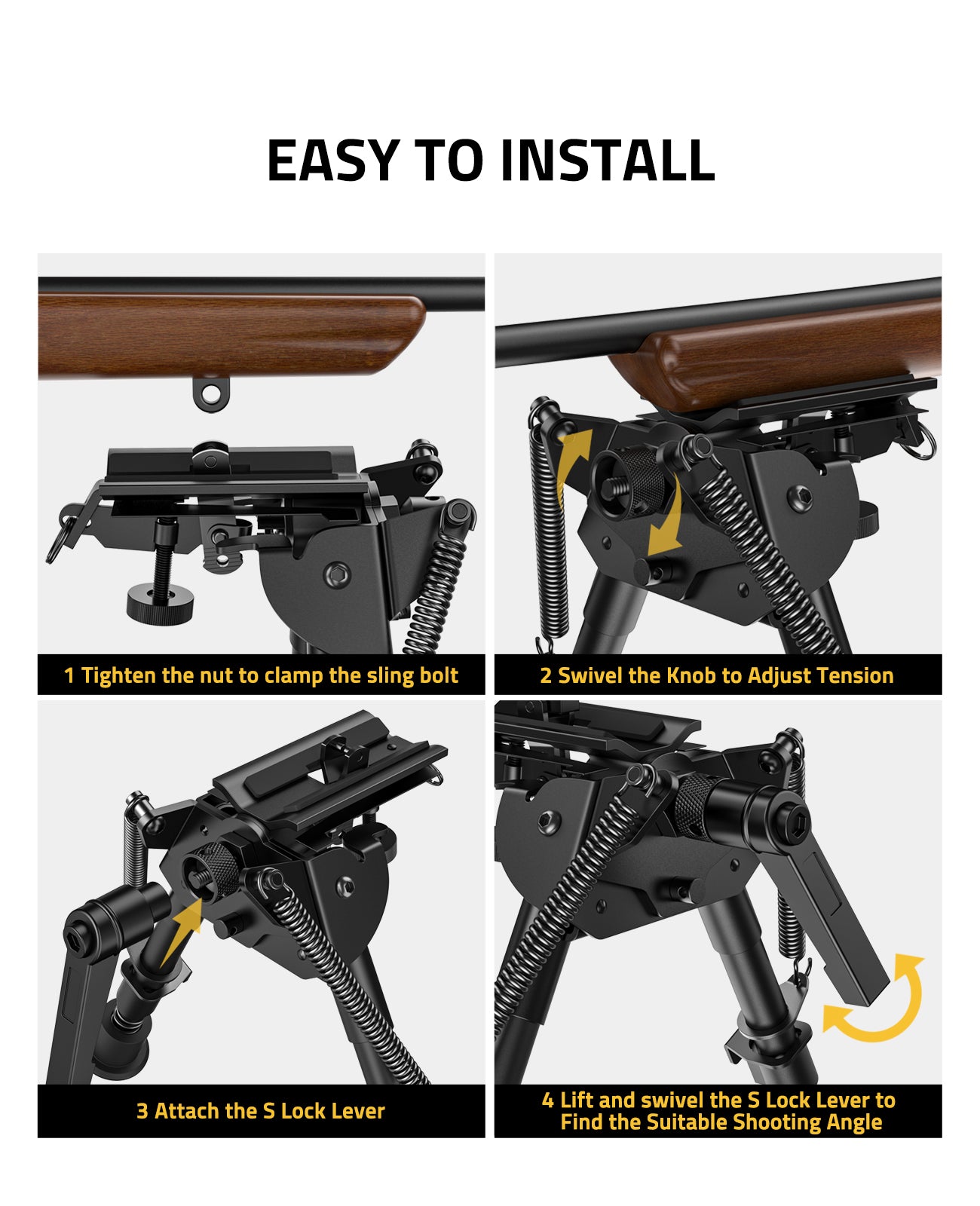 Rifle Bipod Pivot Tilt