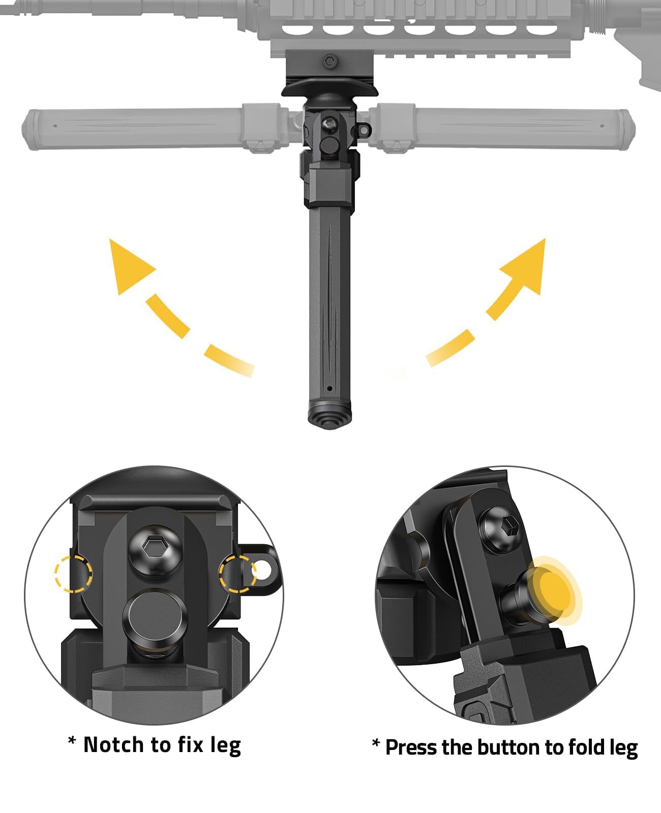 Rifle Bipod with Adapter and Adjustable Height
