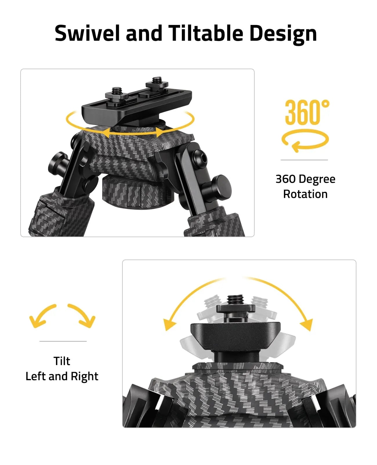 7.8-10.6 Inches 30% Carbon Fiber Bipod Compatible with M-Rail