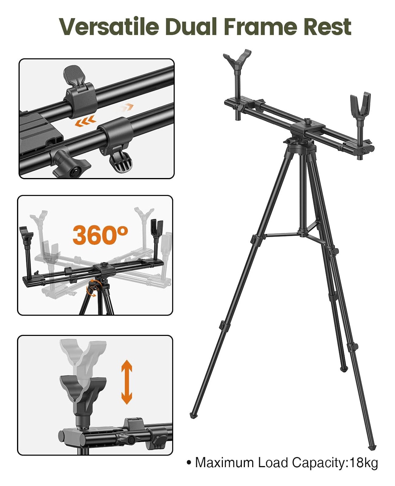 Hunting Rest Shooting Tripod with Dual Frame