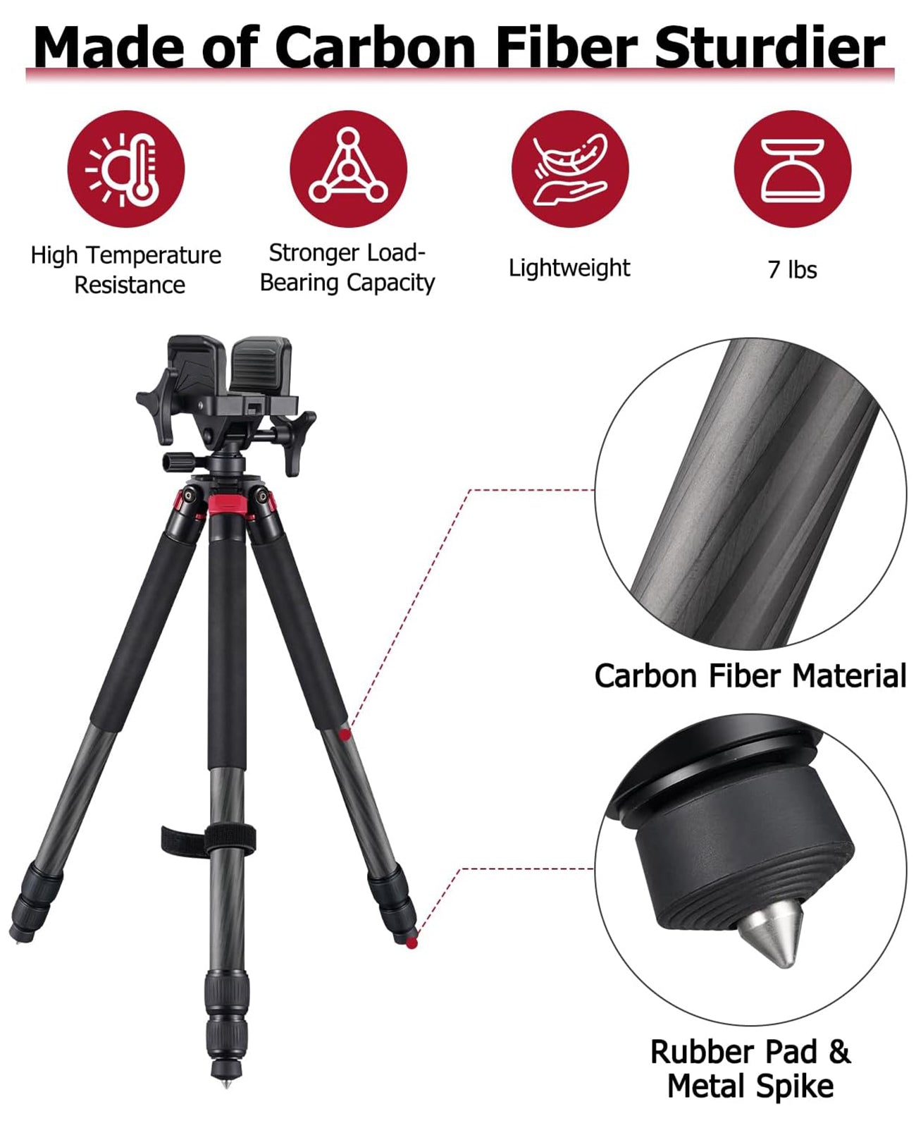 Carbon Fiber Lightweight Tripod Shooting Rest