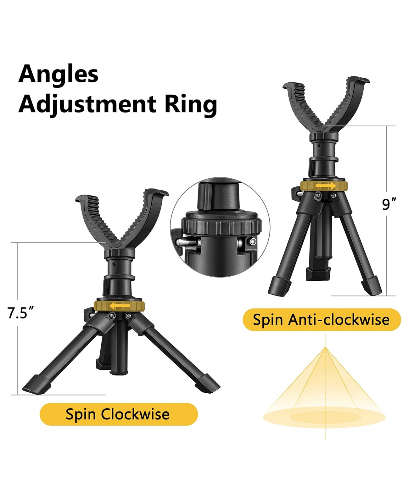 Adjustable Height Rifle Shooting Tripod 7.5-15 Inches