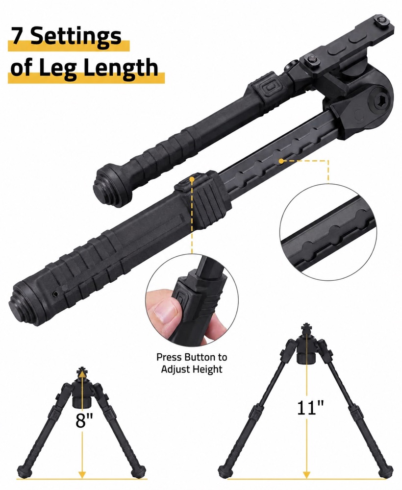 Height Adjustment Rifle Bipod Compatible with M-Rail