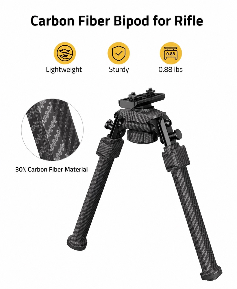 7.8-10.6 Inches 30% Carbon Fiber Bipod Compatible with M-Rail