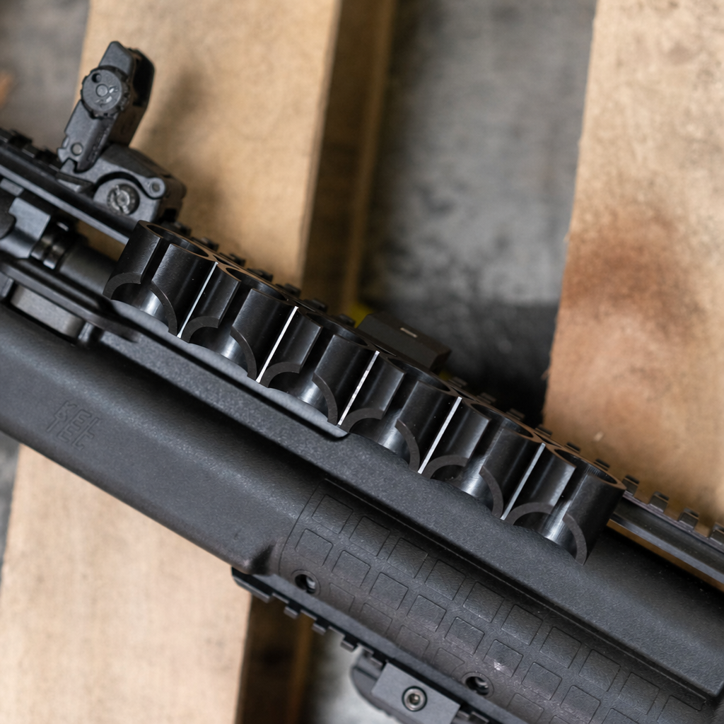 Side Saddle Ammo Holder for 12 Gauge Shotguns Compatible with Picatinny Mounting Platforms
