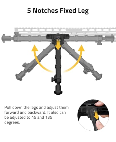 7.5-9 Inches Rifle Bipod for M-Rail Bipods for Rifles | Aluminum Sturdy Construction Portable and Foldable Bipod Leg Direction Adjustable for Hunting and Shooting