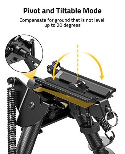 Rifle Bipod Carbon Fiber Tiltable for Hunting and Shooting | Quick-Release Picatinny, S-Lock Tilt, 8.3-11 Inch Height