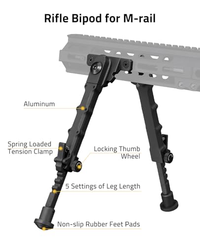 7.5-9 Inches Rifle Bipod for M-Rail Bipods for Rifles | Aluminum Sturdy Construction Portable and Foldable Bipod Leg Direction Adjustable for Hunting and Shooting