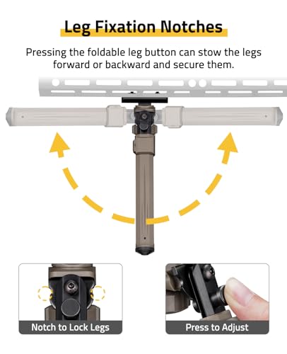 Bipods for Rifles Sturdy Rifle Bipod Compatible with M-Rail Portable | 360° Rotatable and Tiltable, 6 Height Settings