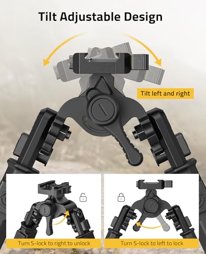 Rifle Bipod with Tiltable Head Bipods for Rifles | Quick Release Picatinny, S-Lock Tilt Head, 6 Height Settings